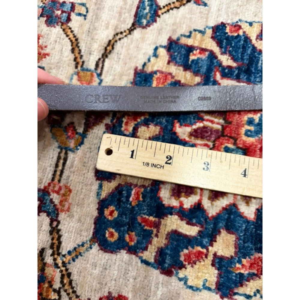 J.Crew Brown Genuine Leather Belt Brass Buckle Classic Minimalist Unisex - Picture 5 of 7